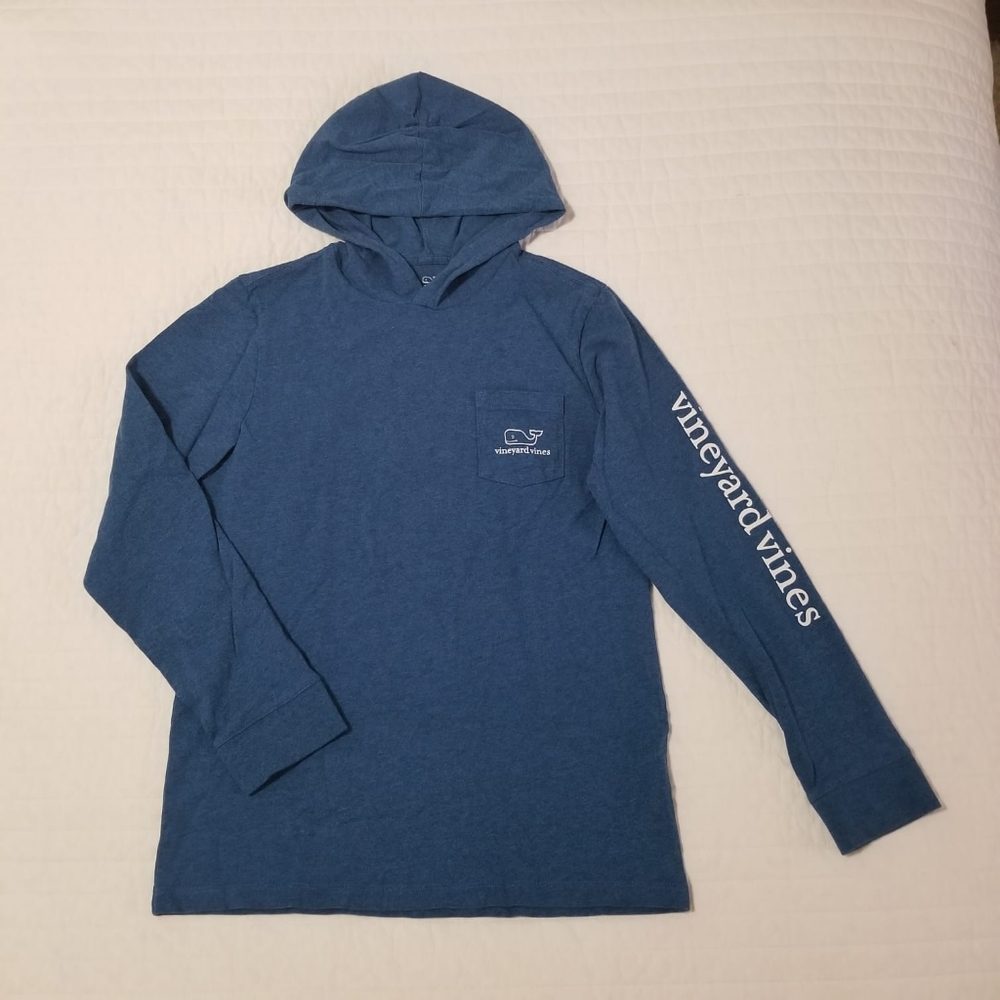 Vineyard Vines Boys Teal Hooded T-shirt Sz M 12-14